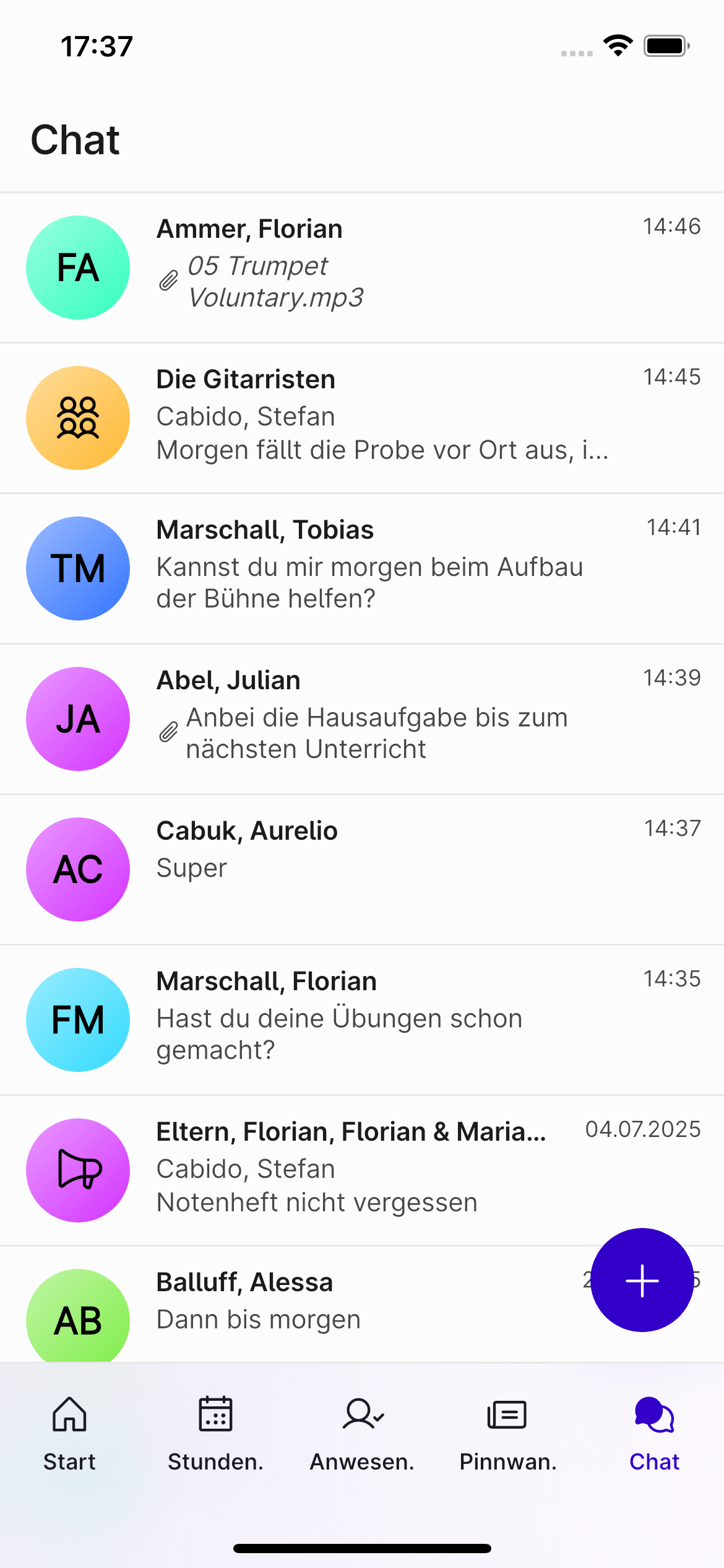 Screenshot des Chats in der Appella App.