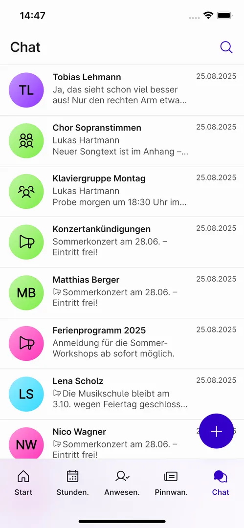 Screenshot des Chats in der Appella App.