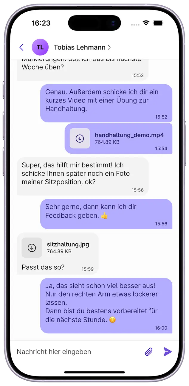 Screenshot des Chat Contents in der Appella App.
