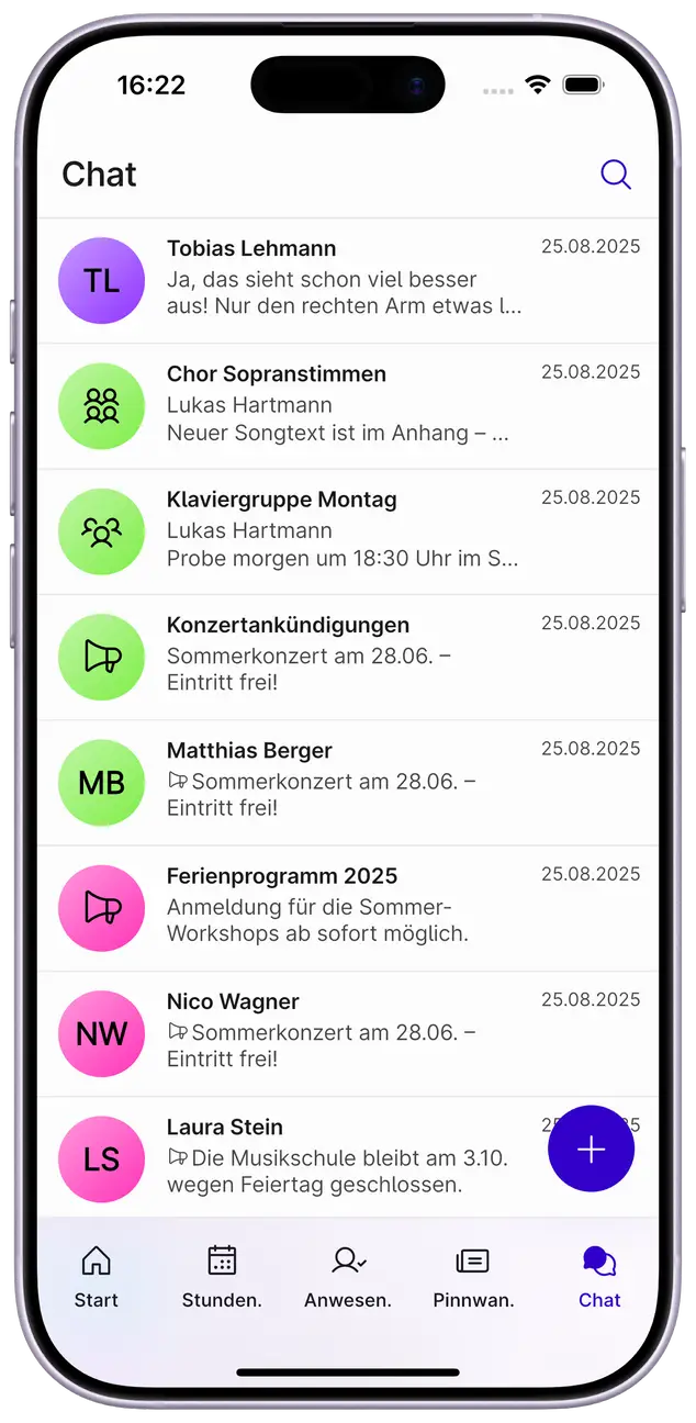 Screenshot des Chats in der Appella App.