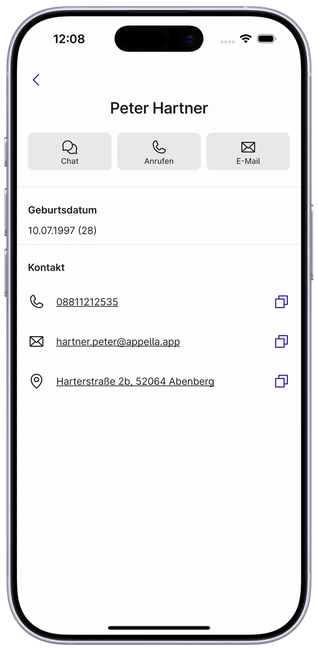 Screenshot einer Schülerinformation in der Appella App.